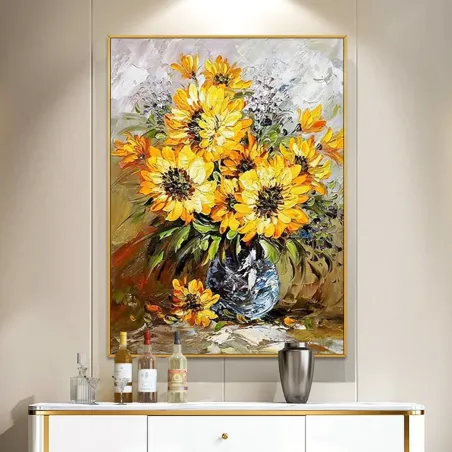 Sunflowers in Vase Oil Painting
