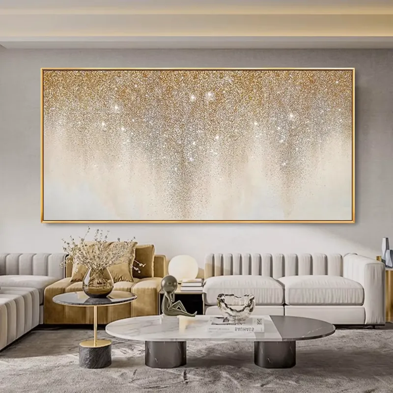 Gold Glitter Abstract Canvas Art