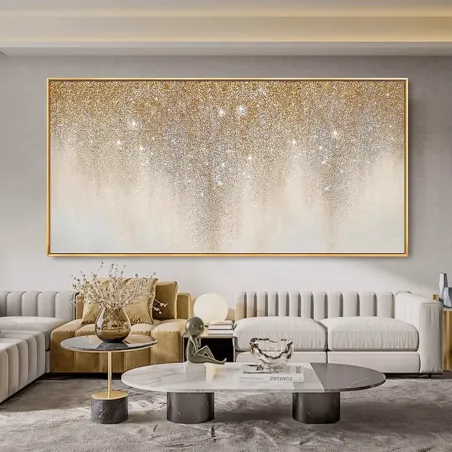 Gold Glitter Abstract Canvas Art