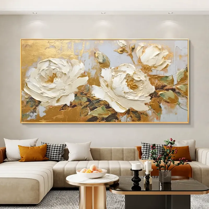 Elegant Golden Bloom Oil Painting