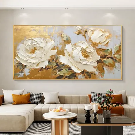Elegant Golden Bloom Oil Painting