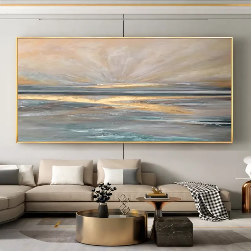 Golden Horizon Abstract Oil Art