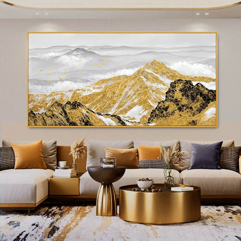 Golden Peak Abstract Canvas Art