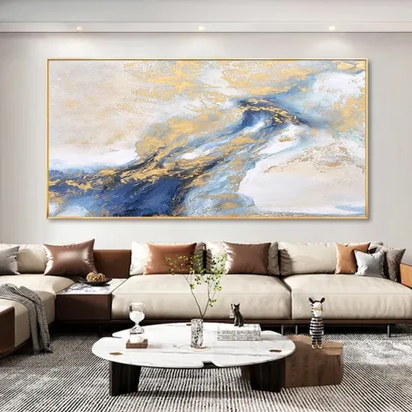 Gold Foil Blue Abstract Canvas