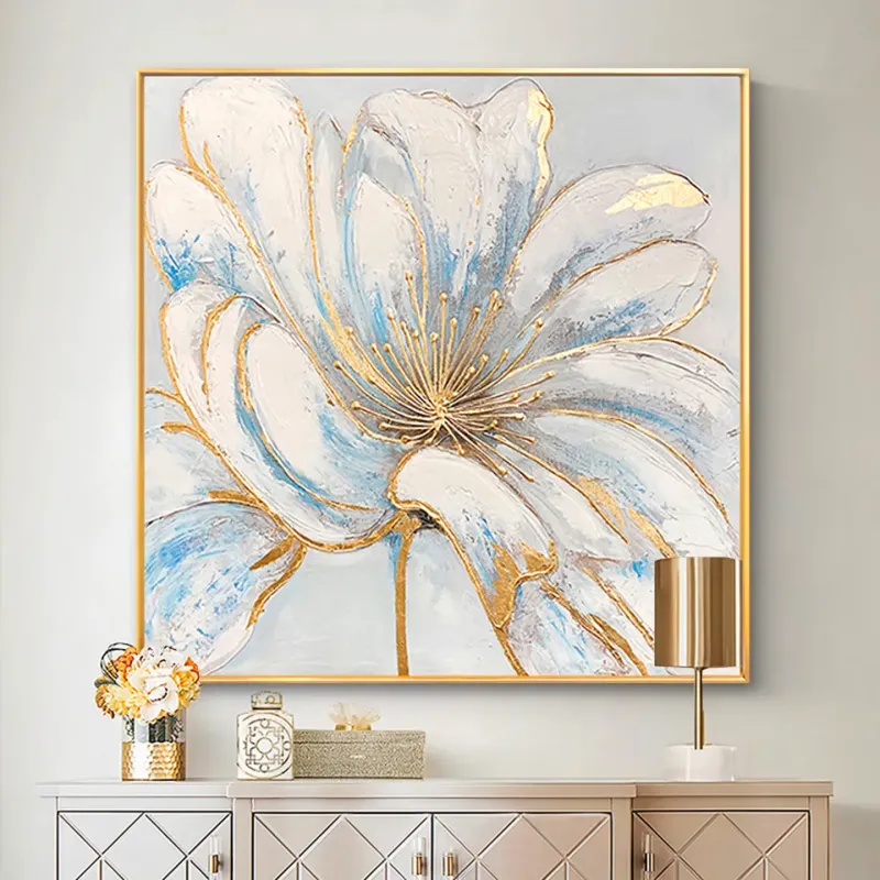 Golden Bloom Abstract Oil Art