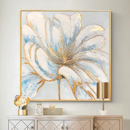 Golden Bloom Abstract Oil Art