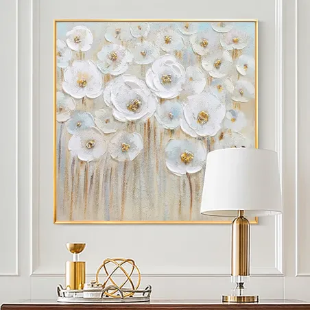 Elegant White Floral Oil Painting