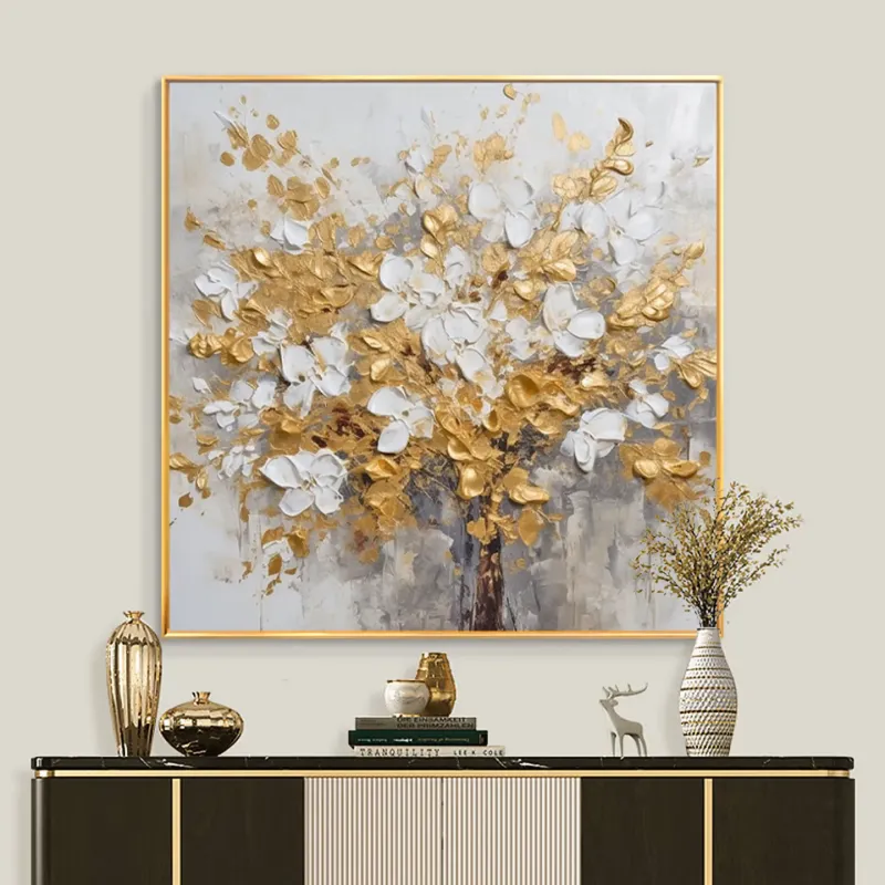 Golden Floral Texture Oil Paint