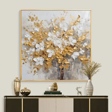 Golden Floral Texture Oil Paint