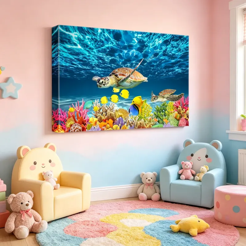 Sea Turtle Reef Canvas Wall Art