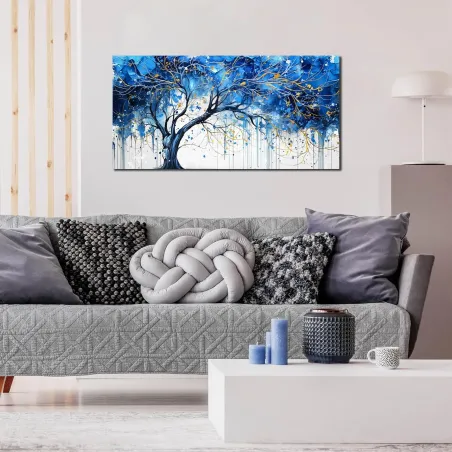 Abstract Blue Tree Canvas Art
