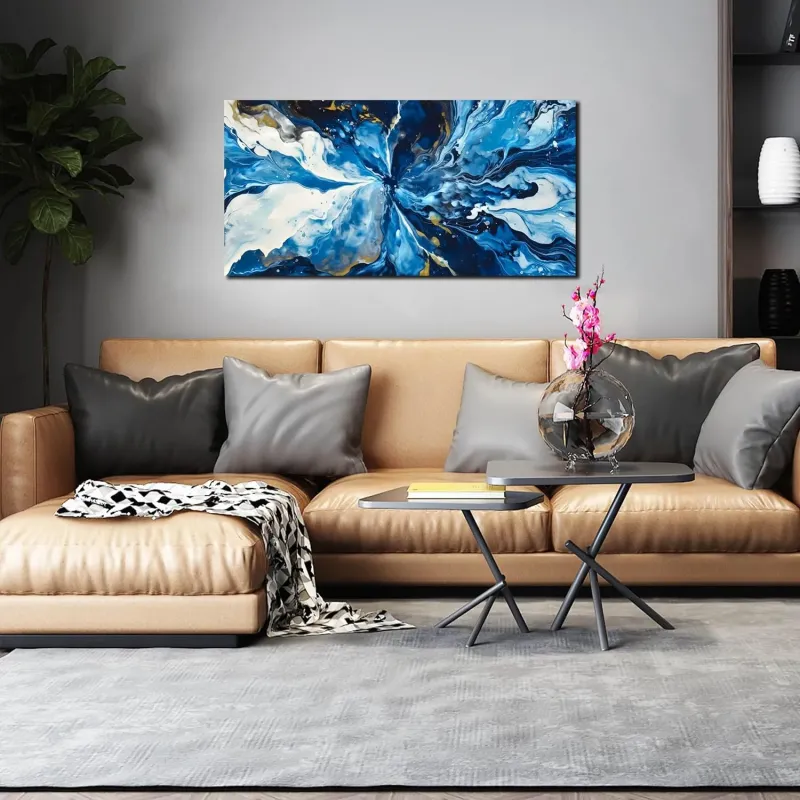 Modern Abstract Blue Gold Wall Art