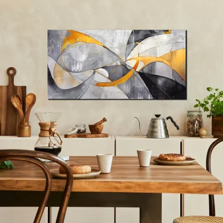 Abstract Gold & Grey Canvas Art