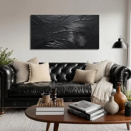 Abstract Black Textured Canvas