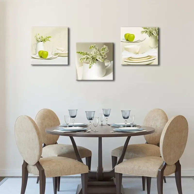 3-Piece Green Floral Canvas Art