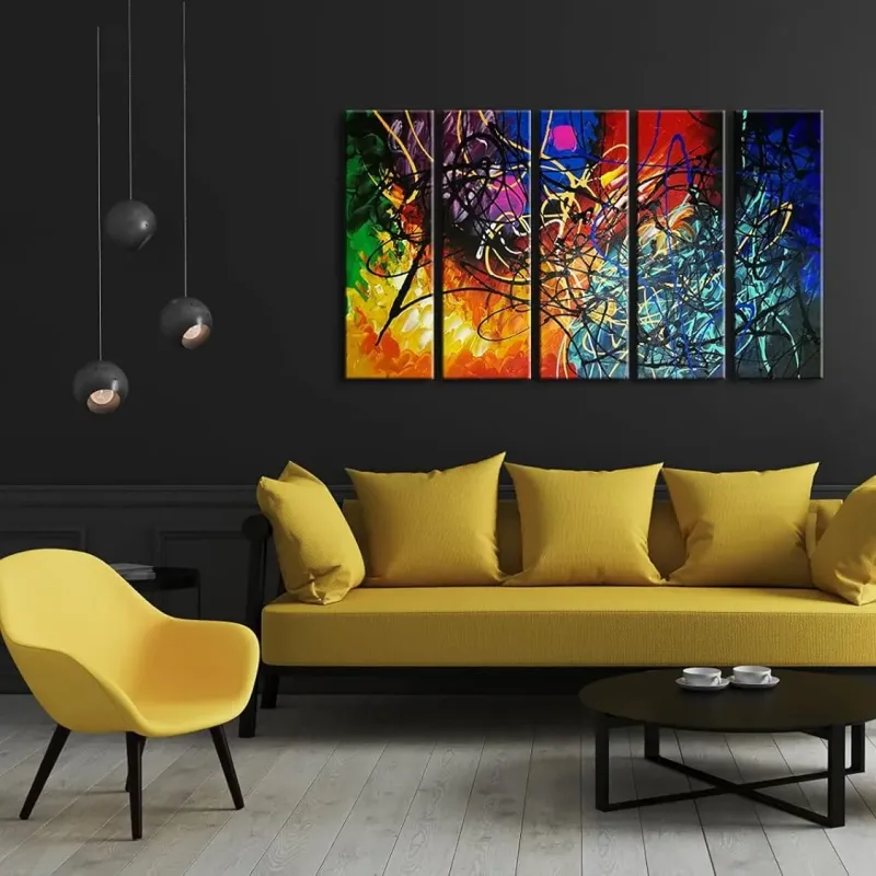 Abstract Heart 5-Piece Oil Art