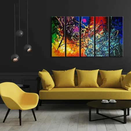 Abstract Heart 5-Piece Oil Art