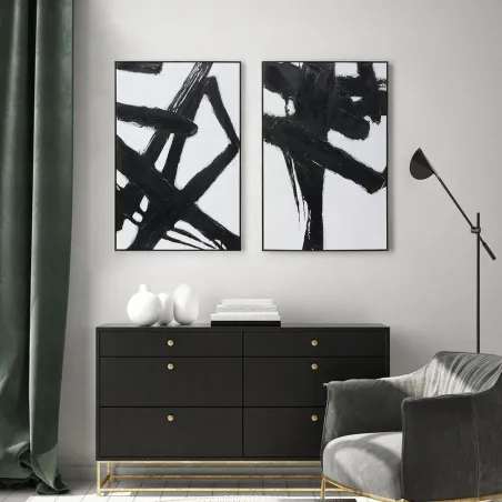 2-Pc Abstract Black & White Art