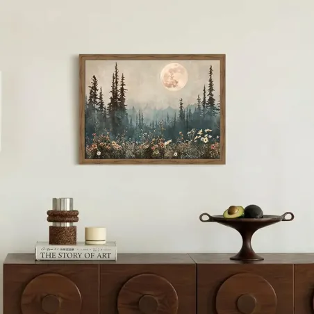 Vintage Forest Moon Wall Art