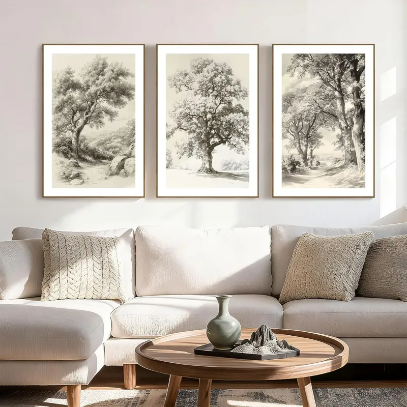 Vintage Oak Forest Canvas Set
