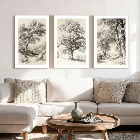 Vintage Oak Forest Canvas Set