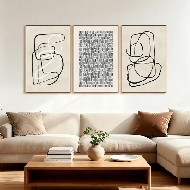 Boho Abstract Framed Canvas Set
