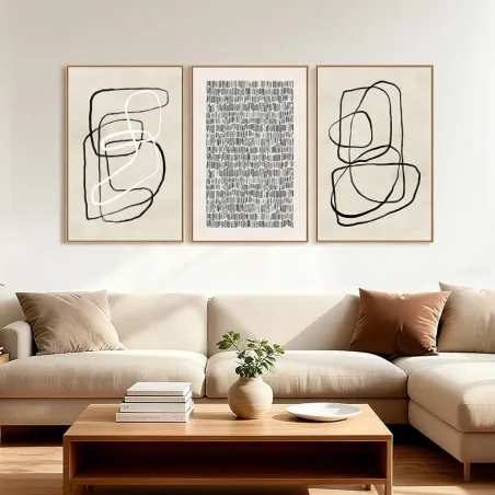 Boho Abstract Framed Canvas Set