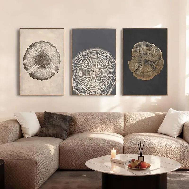 Vintage Tree Ring Wall Art Set