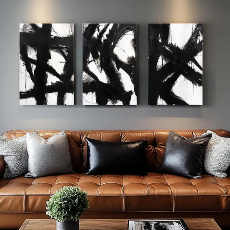 Abstract B&W Textured Canvas