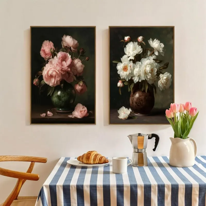 Vintage Dark Peony Framed Art