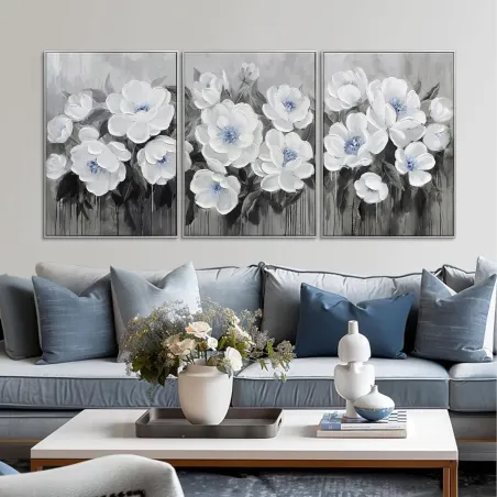 Blue Floral Canvas Art Set