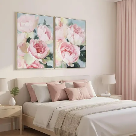 Framed Pink Floral Canvas Art