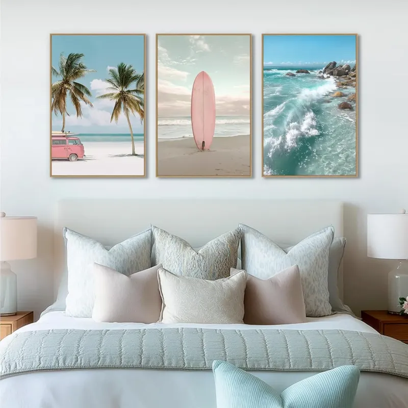 Beach Surfboard Canvas Art Set