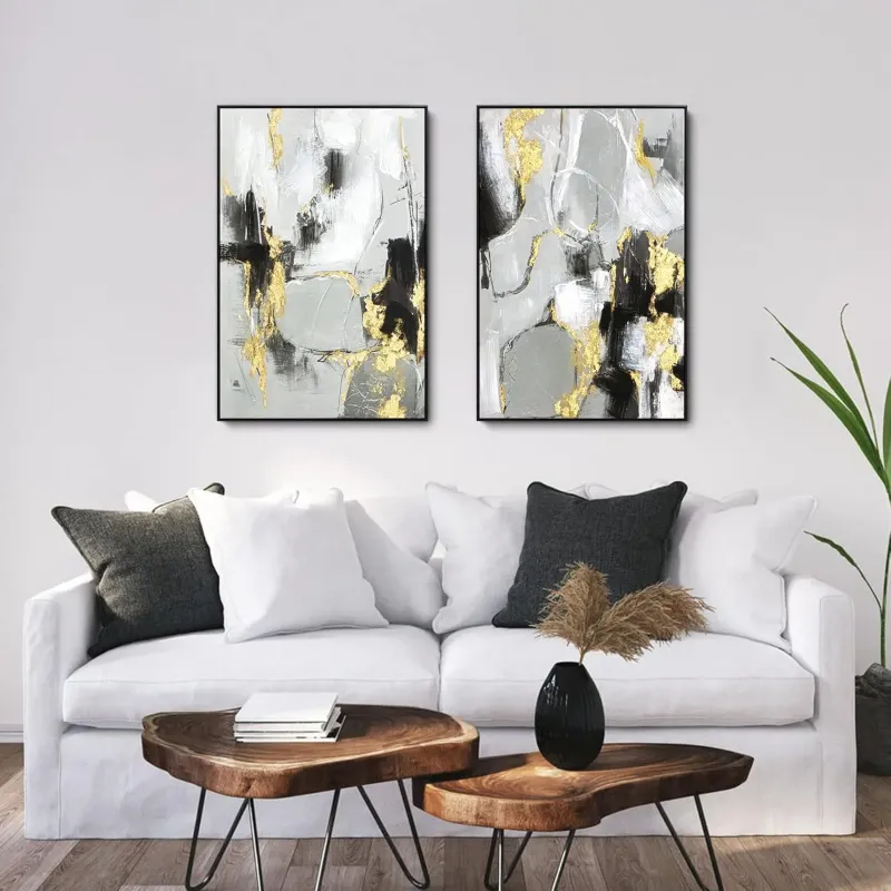 Abstract Gold Foil Canvas Art