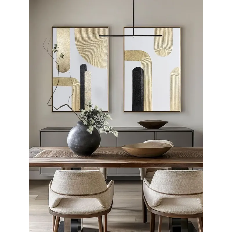Modern Gold & Black Art Set