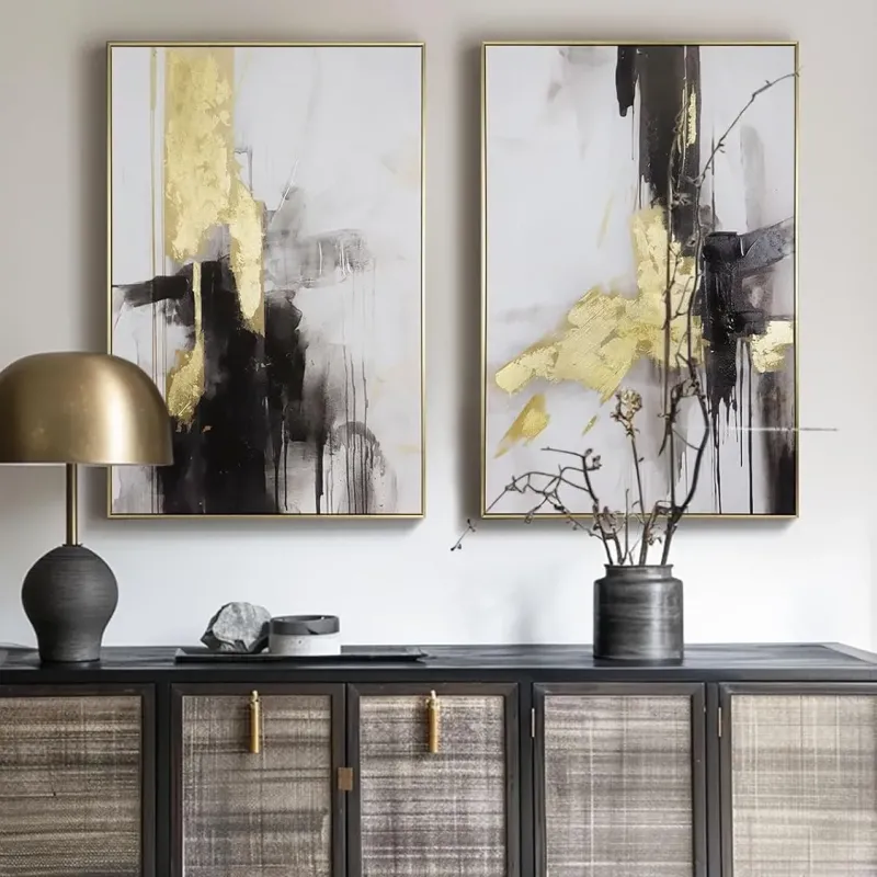 Modern Black Gold Abstract Art