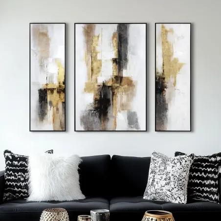3pc Abstract Gold Wall Art