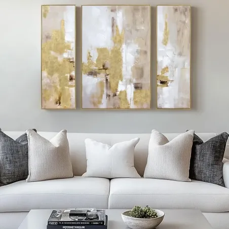 3-Piece Gold & Beige Canvas