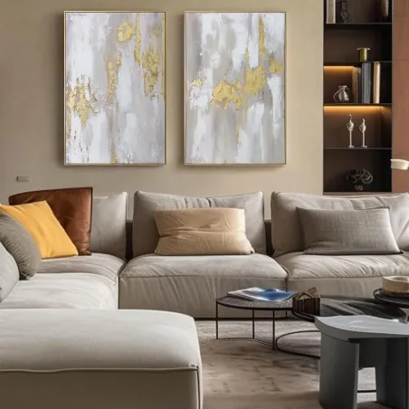 Gold & Neutral Abstract Art Set