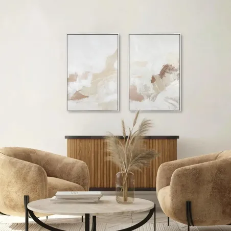 Modern Tan & White Canvas Art