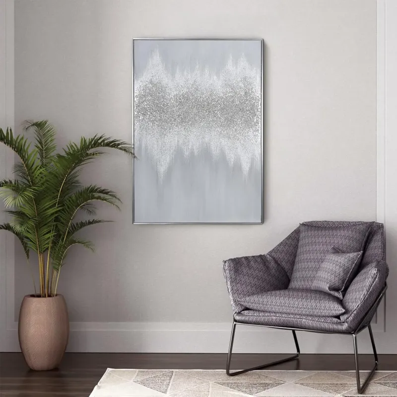 Silver Abstract Framed Canvas
