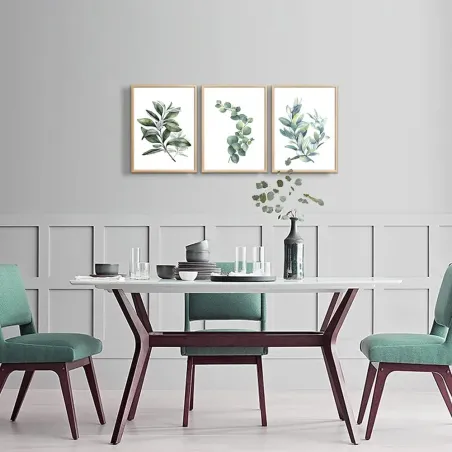 Triptych Eucalyptus Leaf Art