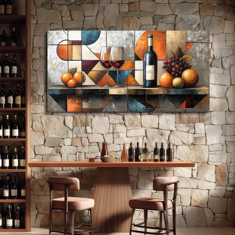 Abstract Wine & Fruit Canvas