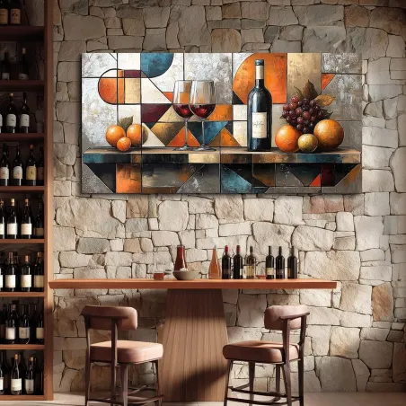 Abstract Wine & Fruit Canvas