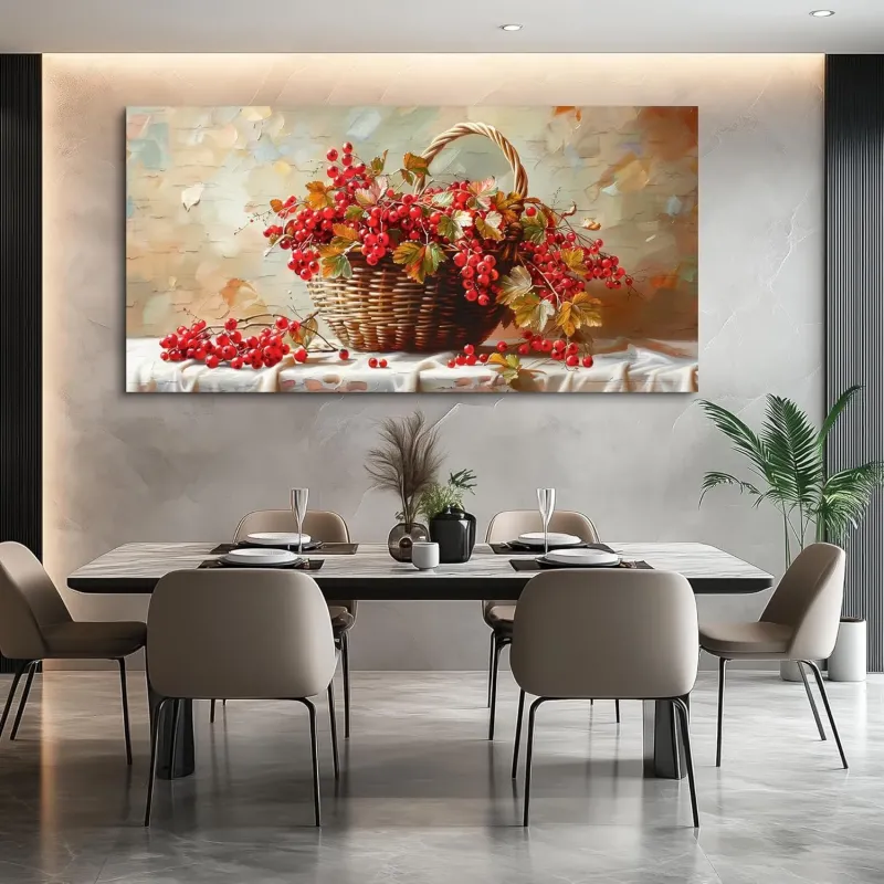 Red Berries Basket Canvas Art