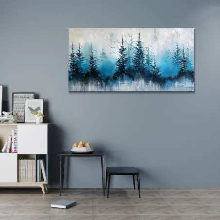 Blue Mist Forest Canvas Art