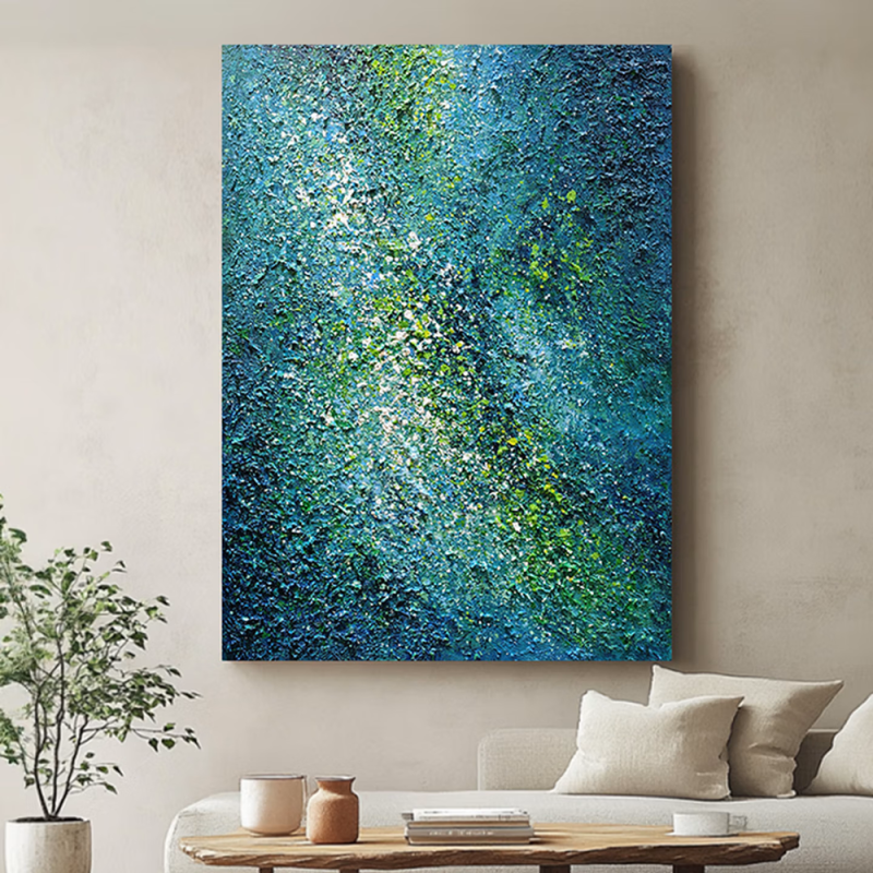 Abstract Blue Forest Oil Painting