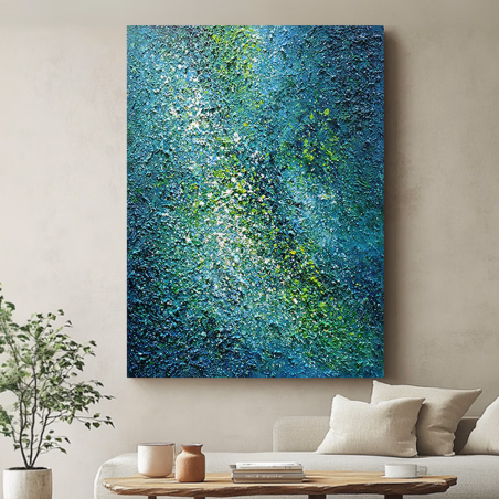 Abstract Blue Forest Oil Painting