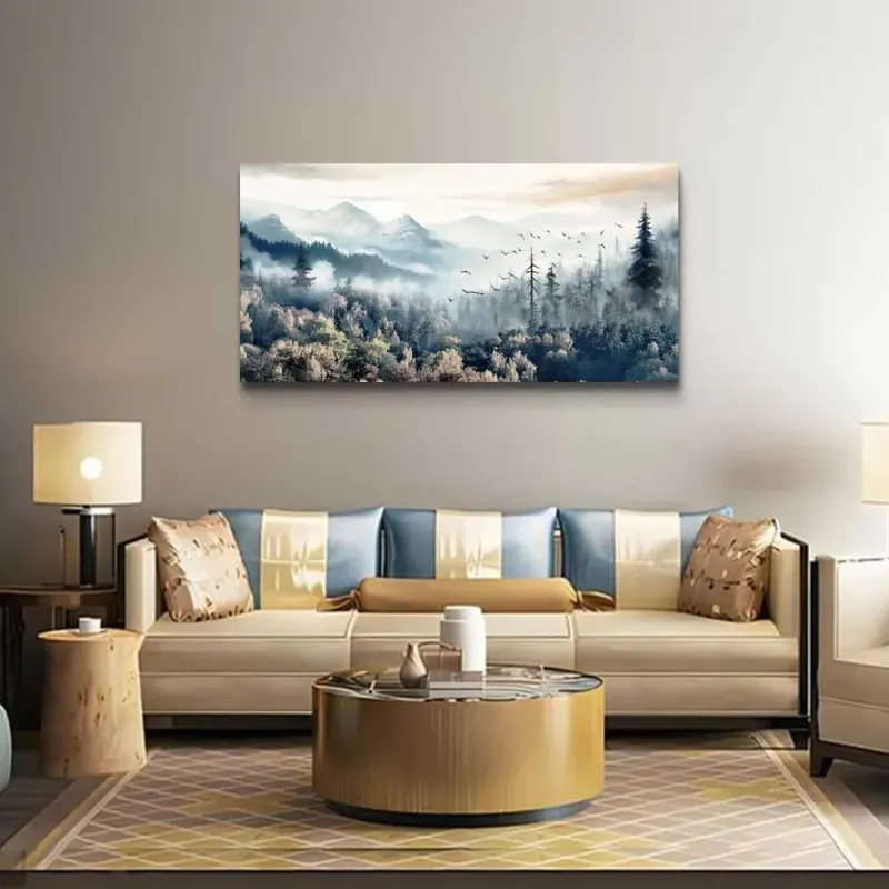 Foggy Mountain Forest Canvas
