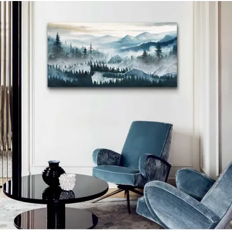 Misty Blue Forest Canvas Art